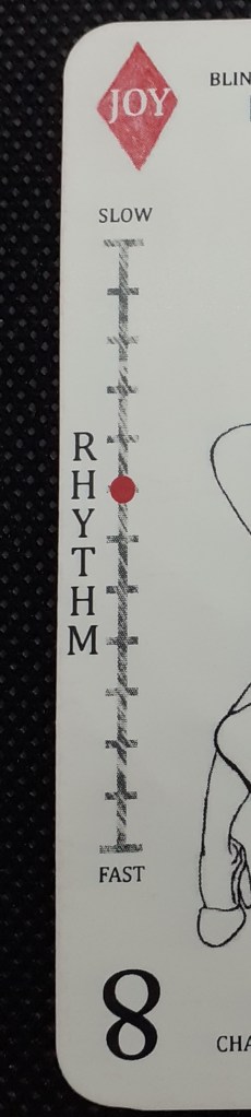 Rytmin liukusäädin, joka on asennossa 8. Ääripäät: Fast ja Slow.