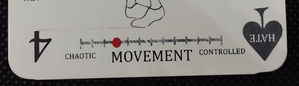 Movement eli liikkeen liukusäädin, joka on tasolla 4. Asteikon ääripäät: chaotic ja controlled. 